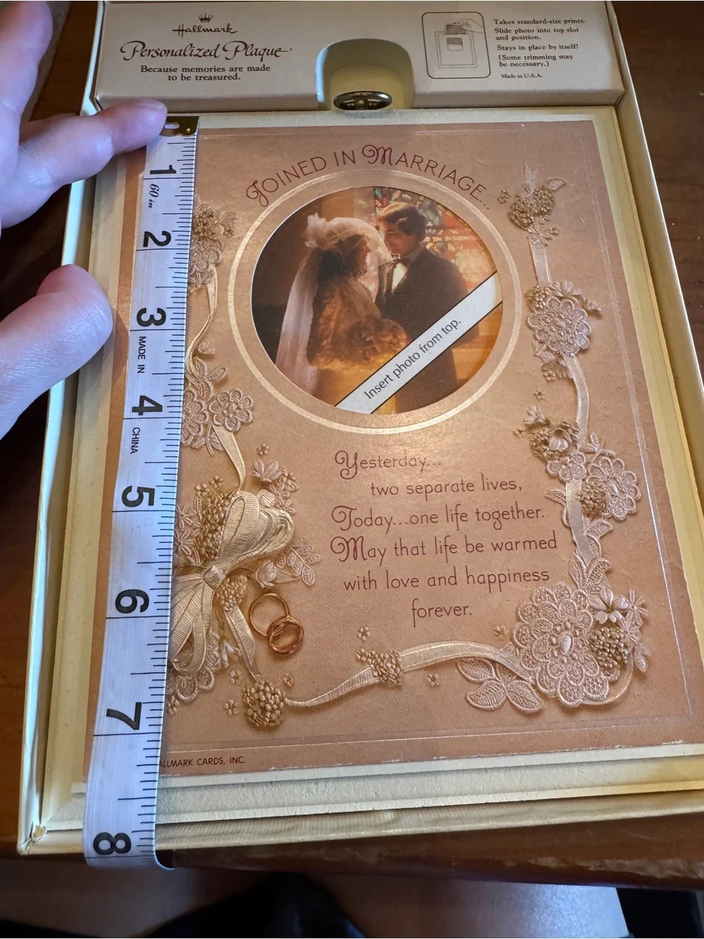 Hallmark Personalized Wedding Picture Frame Plaque Joined in Marriage 1982